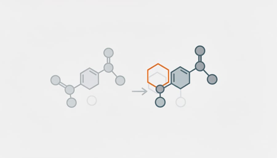 Interlocking ceramic building blocks symbolizing a modified molecule interaction