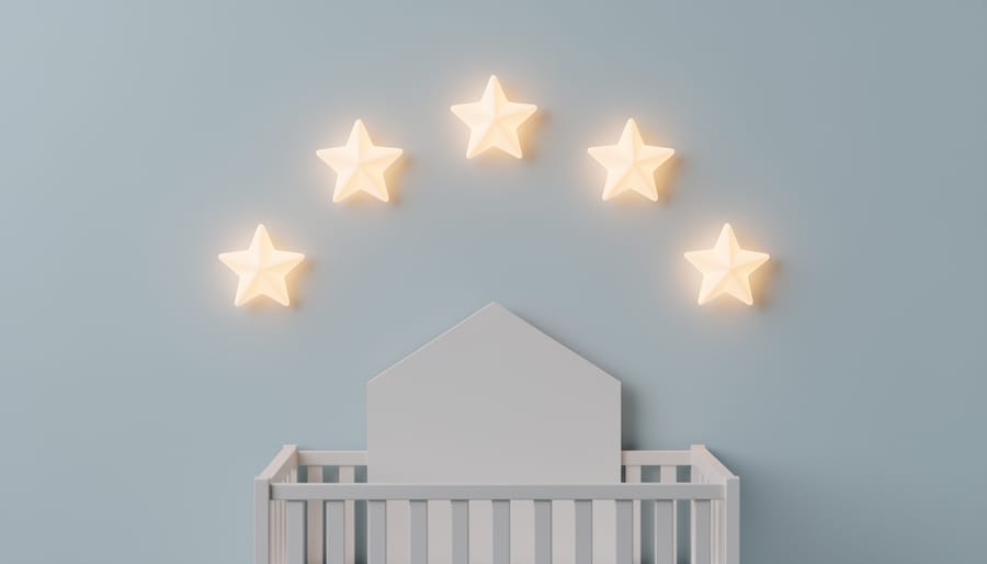 Star-shaped night lights on a table symbolizing comforting daycare preparation